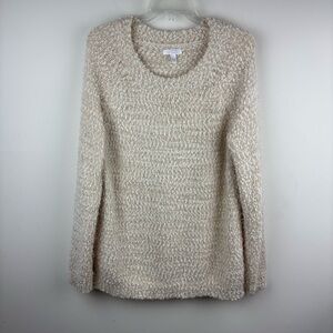 LC Lauren Conrad Textured Cream and gold scoop neck Sweater size XXL